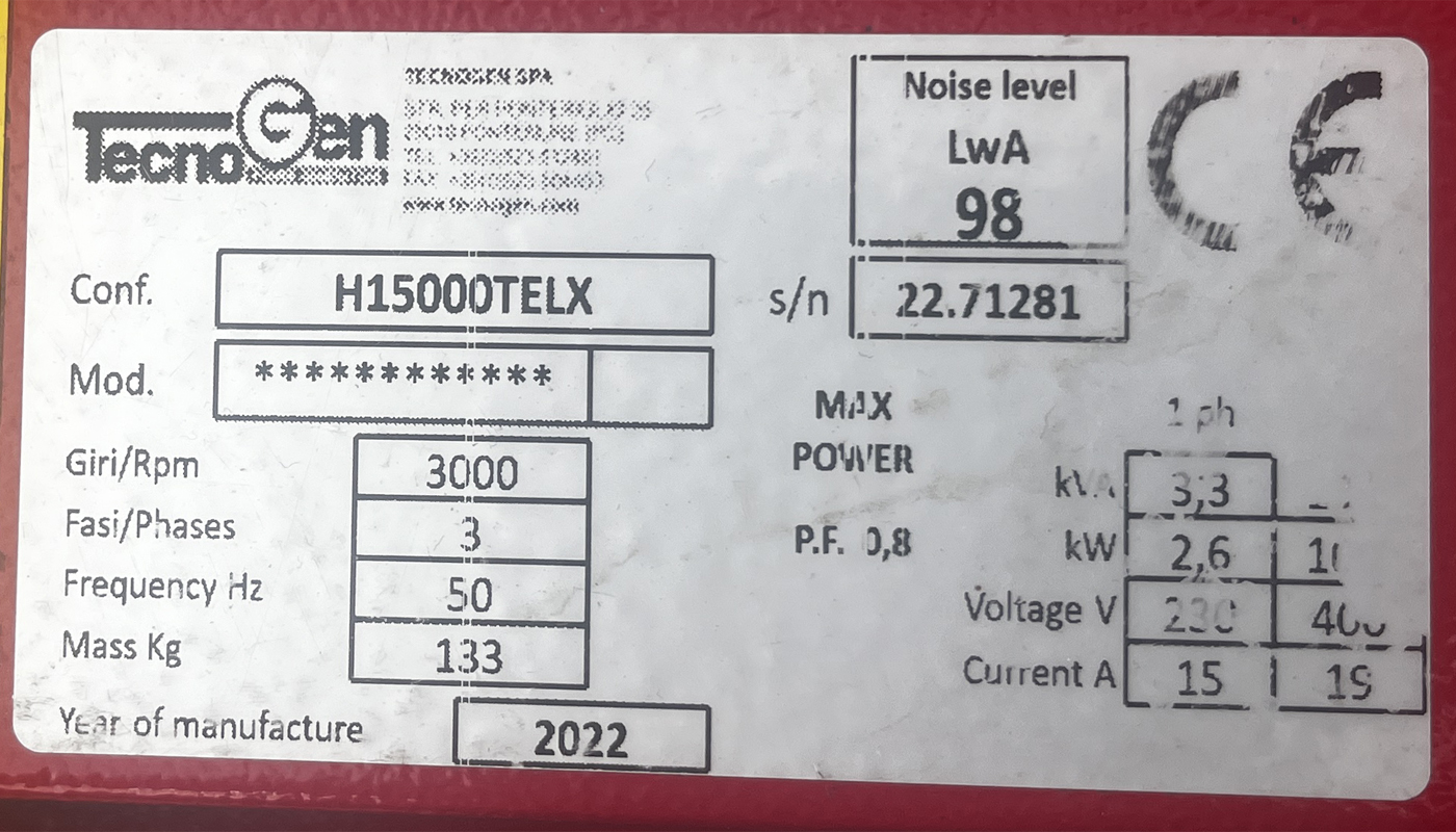 Stromaggregat TecnoGen Honda H15000TELX